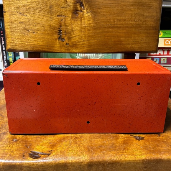 Awesome vintage 70s burnt orange cabinet mounted paper towel dispenser / holder - Picture 7 of 7